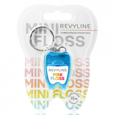 Зубная нить вощеная Revyline floss mini полиэстер с бамбуковым углем, 15 m